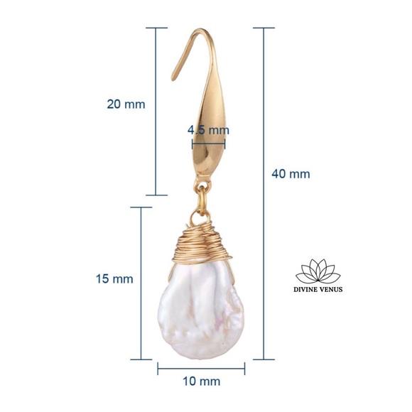 Natural Baroque Keshi Pearl Dangle Earrings - Picture 2 of 5